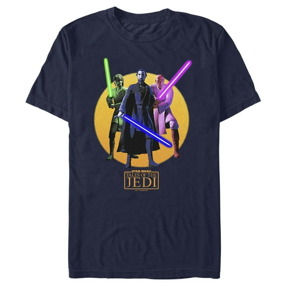 Men's Star Wars: Tales of the Jedi Lightsaber Jedis Graphic Tee Navy Blue Large