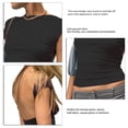 thumbnail image 4 of Camiseta sin espalda para mujer Color puro Camiseta de moda transpirable suave y agradable para la piel para aniversario Negro L, 4 of 4