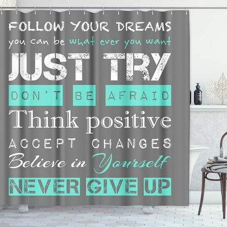 Positive Shower Curtain Quotes Inspirational Motivational Teen Follow Your Dreams Just Try Never Give Up Kids Boys Affirmation Polyester Fabric