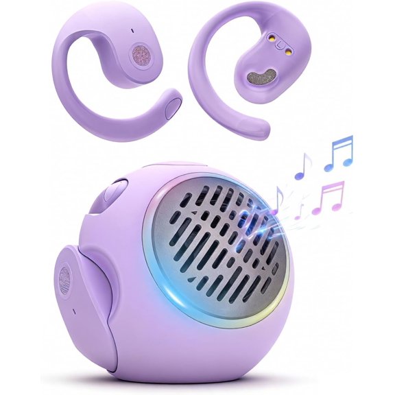 Open Ear Headphones Over the Ear Earbuds Wireless for Kids, Waterproof Small Mini Portable Bluetooth Speaker with Earbuds, OWS Hanging Earphones Air Bone Conduction Headphones 5.4 Bluetooth Headset