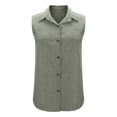 thumbnail image 6 of Green Womens Tops Womens Sleeveless Tops Casual Down Collared Shirt Linen Tank Tops Loose Fit Blouse Work Outfits Shirts for Women, 6 of 6