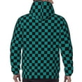 thumbnail image 3 of Bingfone Black And Teal Checkerboard Men's Drawstring Hoodie Long Sleeve Pocket Sweatshirts-Small, 3 of 6