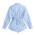 thumbnail image 5 of Odbmxy Women's Shirts Fall Long Sleeve Collared Striped Regular Women Blouse Vacation Tie Back Button Down Casual, 5 of 9