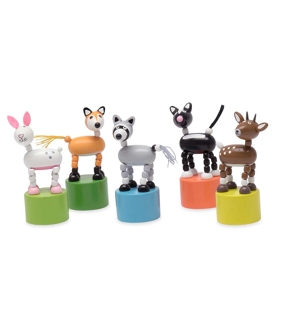 Forest Push Puppets Set of 5 Wooden Finger Puppet Toys for Kids