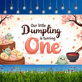 thumbnail image 5 of Cute Dumpling Birthday Banner First Birthday Celebration Adorable Design for Kids Party Decorations, 5 of 8