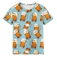 thumbnail image 4 of Fiudx Camisas de Mujer Blusa de Manga Corta con Estampado de Moda para Mujer, Camiseta con Cuello Redondo, Tops Informales, 4 of 5