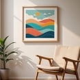thumbnail image 5 of Serene Abstract Waves - Illustration Abstract Waves Geometric Minimalist Modern Art Sunset Pastel Oak Framed Wall Art Print 16 x 16 inches, 5 of 8