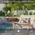 thumbnail image 4 of Outdoor Lumbar Pillows with Strap & Insert Orange Modern Geometric Recliner Head Pillow Pack of 2 Abstract Lines Squares Waterproof Headrest Patio Lounge Chair Pillows for Beach Office 11x16 Inch, 4 of 9