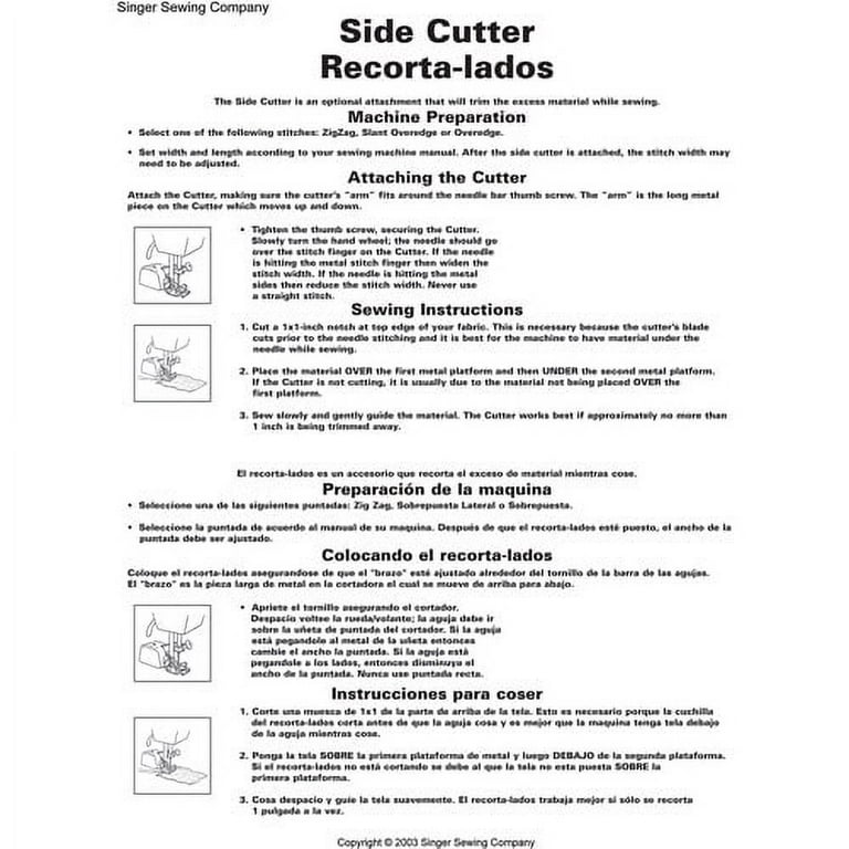Slant Shank Side Cutter II Sewing Machine Foot Attachment