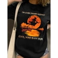 thumbnail image 1 of Camiseta de manga corta con estampado de bruja, cuello redondo informal para primavera y verano, ropa de mujer, top deportivo informal., 1 of 7