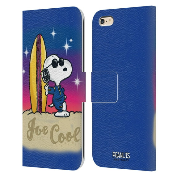 Head Case Designs Officially Licensed Peanuts Snoopy Boardwalk Airbrush Joe Cool Surf Leather Book Wallet Case Cover Compatible with Apple iPhone 6 Plus / iPhone 6s Plus