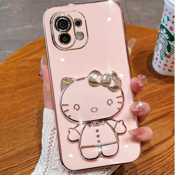 Carcasa Para Xiaomi Mi 11 lite 10T 11T Pro Funda Suave Lindo Gato Soporte Girar Maquillaje Espejo Teléfono Cubierta Trasera Gao Jiahui unisex