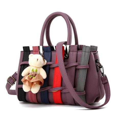 

Fashion Women Shoulder Bag Satchel Crossbody with Bear Pendant Tote Handbag Purs
