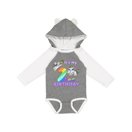 

Inktastic It s My 2nd Birthday Unicorn Gift Baby Boy or Baby Girl Long Sleeve Bodysuit