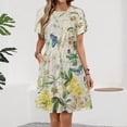 thumbnail image 2 of Summer Wild Plants Yellow Flowers And Butterflies Sundress Short Sleeve Dress Summer Women Clothes Dress for Women Dresses, 2 of 7