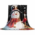 thumbnail image 2 of Christmas Throw Flannel Blanket 50x80In Xmas Snowman Lights Snowflakes Red Black Super Soft Cozy Bed Blanket, Lightweight Plush Fuzzy Bed Throw for Bedroom Sofa Couch Living Room, 2 of 4