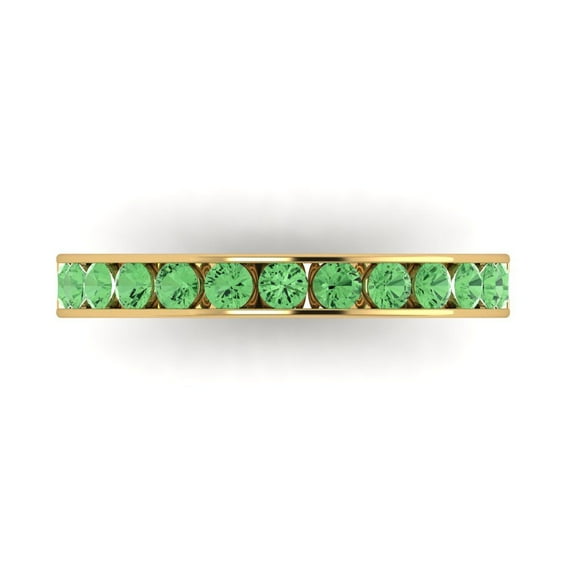 0.39 ctw Wedding Band for Women - 18K Yellow Gold Simulated Green Diamond Stackable Eternity Ring