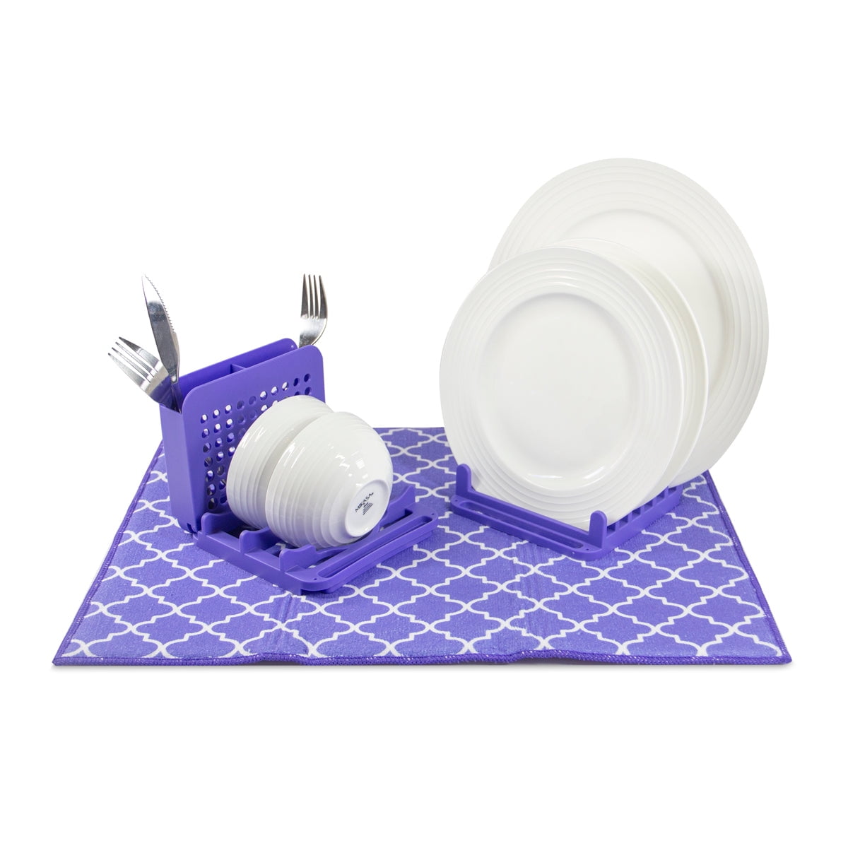 Grand Fusion Purple Dish Drying Rack with Ultra Absorbent Microfiber Mat,  20x 15.5x 6 