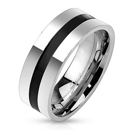 stainless ring band steel centered line 8mm spikes