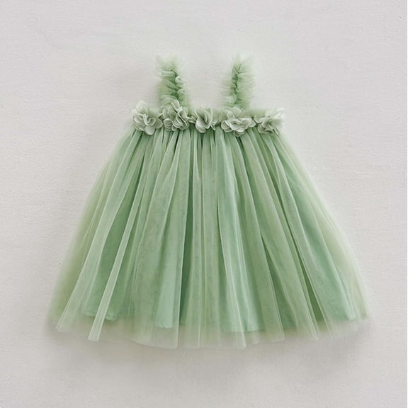 Jizhanggg Toddler Girls Sleeveless Mesh Flowers Holiday Party Dress Dance Party Dresses Clothes Girls Sweater Dress Girls Holiday Dress Size 8 7-8 Girls Clothes Long Sleeve 5 Month Baby Girl Dress