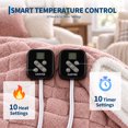 thumbnail image 2 of GARVEE Heated Electric Blanket, King 90"x100", Pink, Dual Control, Fast Heating, 10 Heat Levels, 10-Hour Auto-Off, 3D Jacquard Checkered Flannel Sherpa, 2 of 8