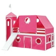 thumbnail image 3 of Aukfa Princess Low Loft Bed with Slide - Twin Size Castle Bed with Tent and Tower for Kids - Pink, 3 of 8