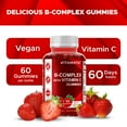 thumbnail image 5 of Vitamatic Vitamin B Complex Gummies with Vitamin C & Inositol - Natural Strawberry Flavor - 60 Gummies (3 Bottles), 5 of 11