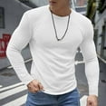 thumbnail image 2 of Stamzod Long Sleeve Gym Shirts Men Solid Color Pullover Basic Tee Tops Casual Crewneck Oversized Tshirts for Men White XL, 2 of 6