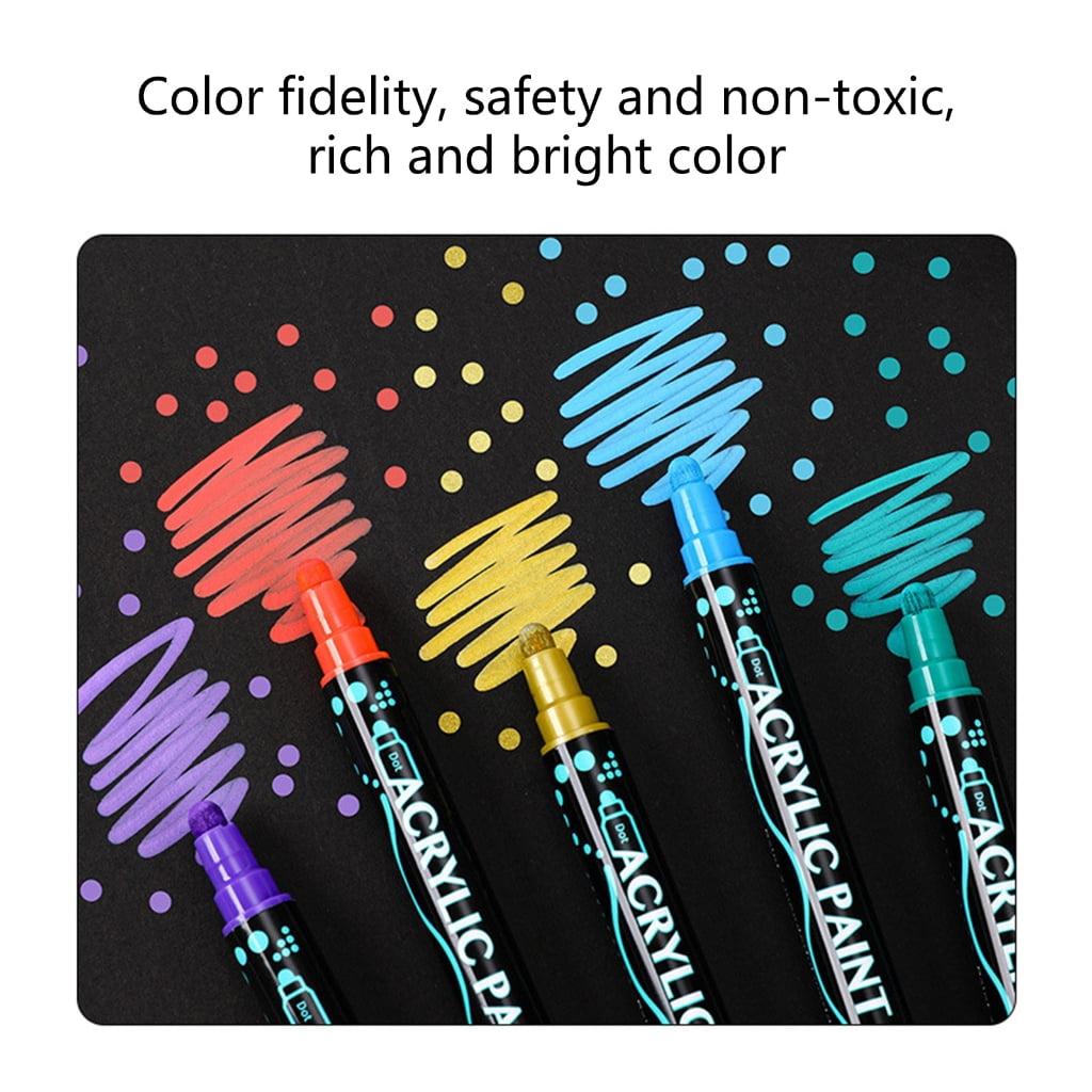 12/24/26/30 Colors Double Ended Acrylic Paint Marker Waterproof Acrylic Marker