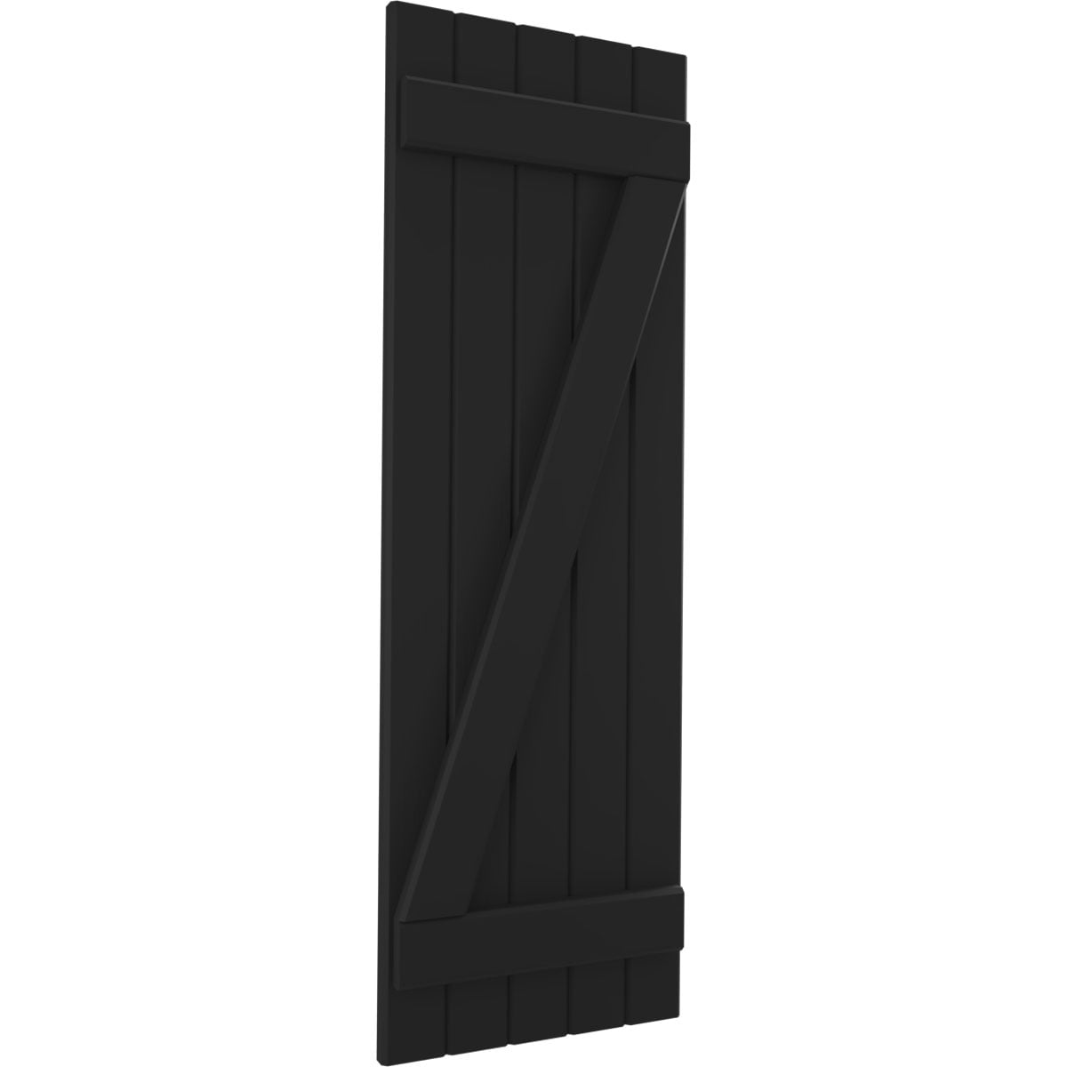 Ekena Millwork 17 1/2"W x 58"H Americraft Five Board (2 Batten) Exterior Real Wood Joined Board-n-Batten Shutters w/ Z-Bar (Per Pair), Black