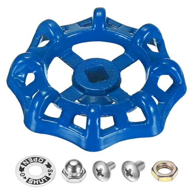 Uxcell 1 juego de mango de grifo exterior 0.31'' hierro fundido cuadrado con agujero de vástago y tornillos tuercas azul