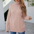 thumbnail image 5 of Fesfesfes Women Sweaters Solid Color Long Sleeve Mock Neck Pullove O-Neck Shirt Sweater Tops Plus Size Clearance $10, 5 of 8