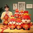 thumbnail image 1 of Poupée en Peluche Expression Vive Festive Style Chinois Lucky Bunny Poupée en Peluche Mascotte Collection Cadeau de Noël pour Célébrer, 1 of 7