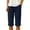 AE05-Navy, variant on VV AVEORS Linen Bermuda Shorts For Women Straight Leg Knee Length Casual Capri Pants Drawstring Lightweight Summer Beach Short Capris Wine L