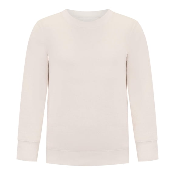 EVERYDAY KIDS Girls Fleece Off-White Crewneck Sweatshirt