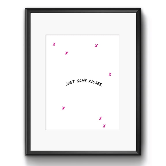 Just Art Some Kisses 11" x 14" Framed Art with Matting, 8" x 10" Window, Designer Art