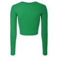 thumbnail image 4 of Made by Olivia Women's Solid Long Sleeve Round Neck Crop T Shirt Top, 4 of 4