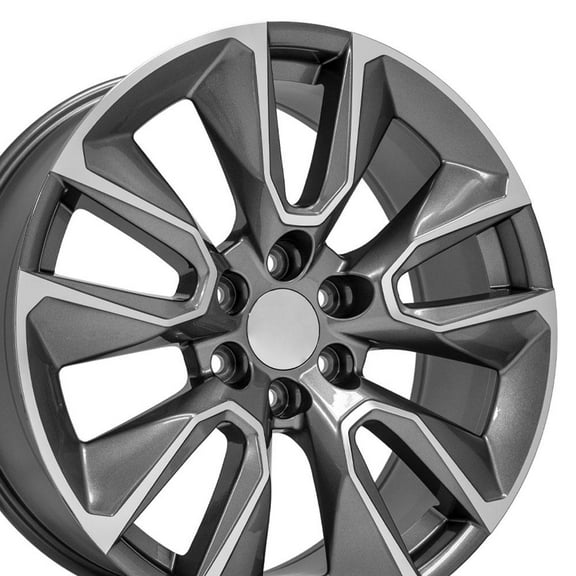 OE Wheels CV32 22 Inch Rim Fits Silverado 1500 Style 6x139.7 22x9 Gloss Gunmetal Machined - Hollander 5916 (1)