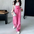 thumbnail image 2 of Tfken Little Girls Classic Pants Elastic Waist Stretchy Trousers Loose Wide-Leg Overall With Pockets Fashion Lightweight Teen Daily Casual Wear Trendy Clothes Size 4-5 Years Pink, 2 of 7
