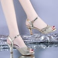 thumbnail image 6 of QQAMB Women's Strappy Sandals Glitter Sandals with Block Heel Open Toe Sandals Shoes, 6 of 8