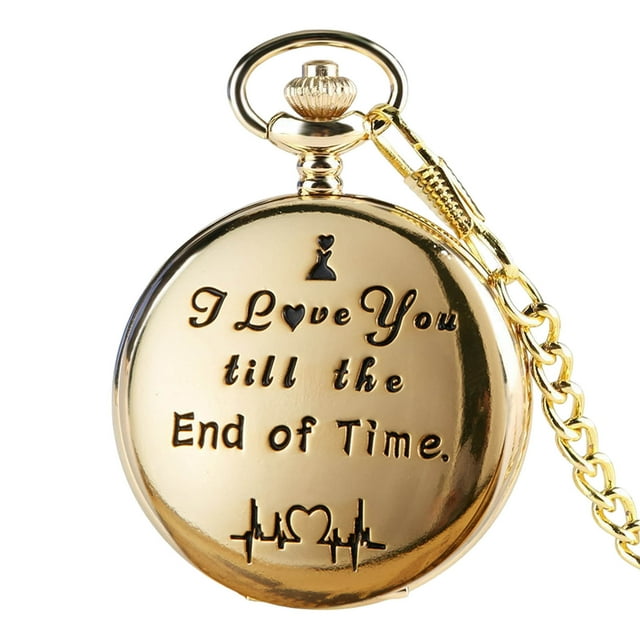 GUANGHONG Couple Retro Pocket Watch Wedding Gift Love Pocket Watch Engraved Commemorative Pocket Watch