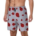 thumbnail image 1 of Kdxio Ladybug Print Mens Swim Shorts with Mesh Lining, Breathable and Quick-Drying, Adjustable Waist, Privacy Pocket-Small, 1 of 6