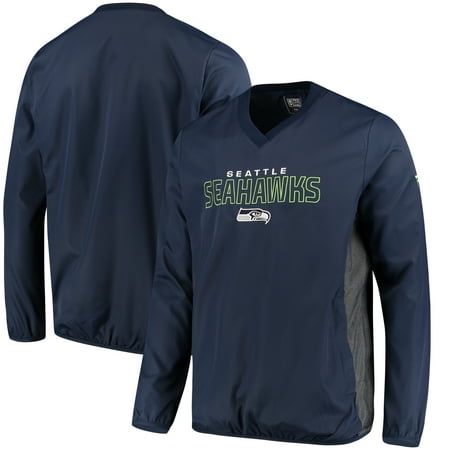Seattle Seahawks NFL Pro Line by Fanatics Branded Iconic Woven V-Neck Crew Pullover Jacket - College