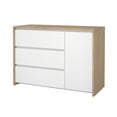 thumbnail image 3 of Tvilum Next 3 Drawer Sideboard with 1 Door and 3 Shelves, Jackson Hickory and White, 3 of 15