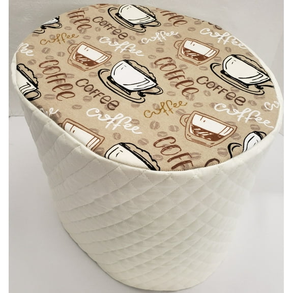 Quilted Coffee Beans Food Processor Cover by Penny's Needful Things (Cream, Small)