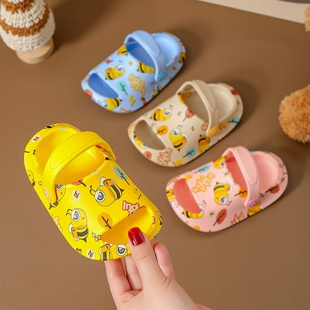 

Summer Kids Cute Sandals Slipper New Cartoon Bee Non Slip Hole Baby Shoes Children Boys Girls Beach Pool Shower Slippers Mules