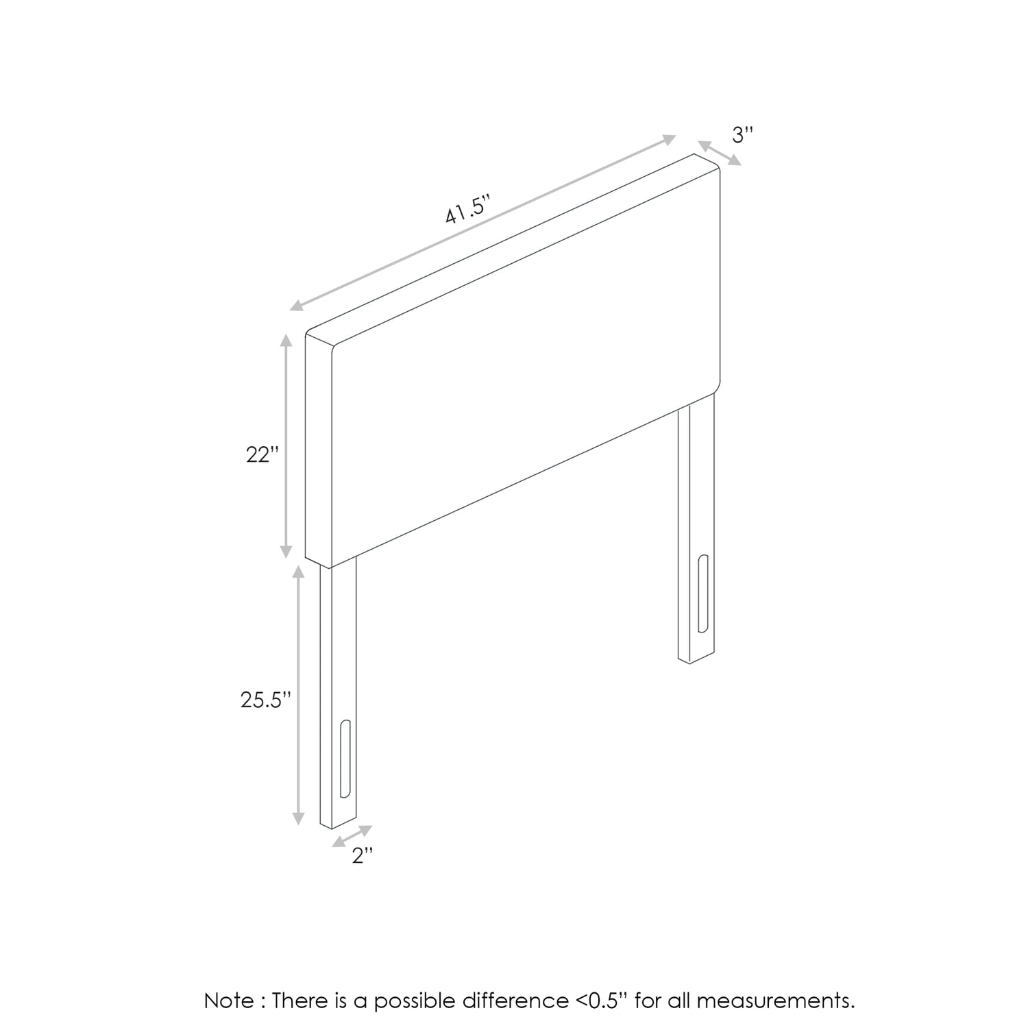 Furinno Roanne Plain Headboard, Fog, Twin