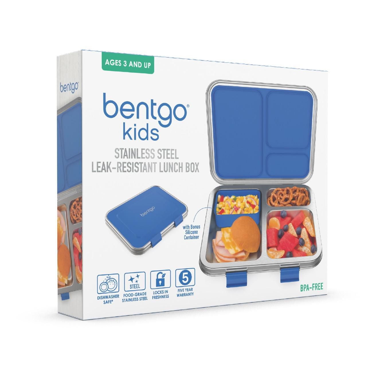 Boîte à lunch en acier inoxydable pour enfants Bentgo - Bleu