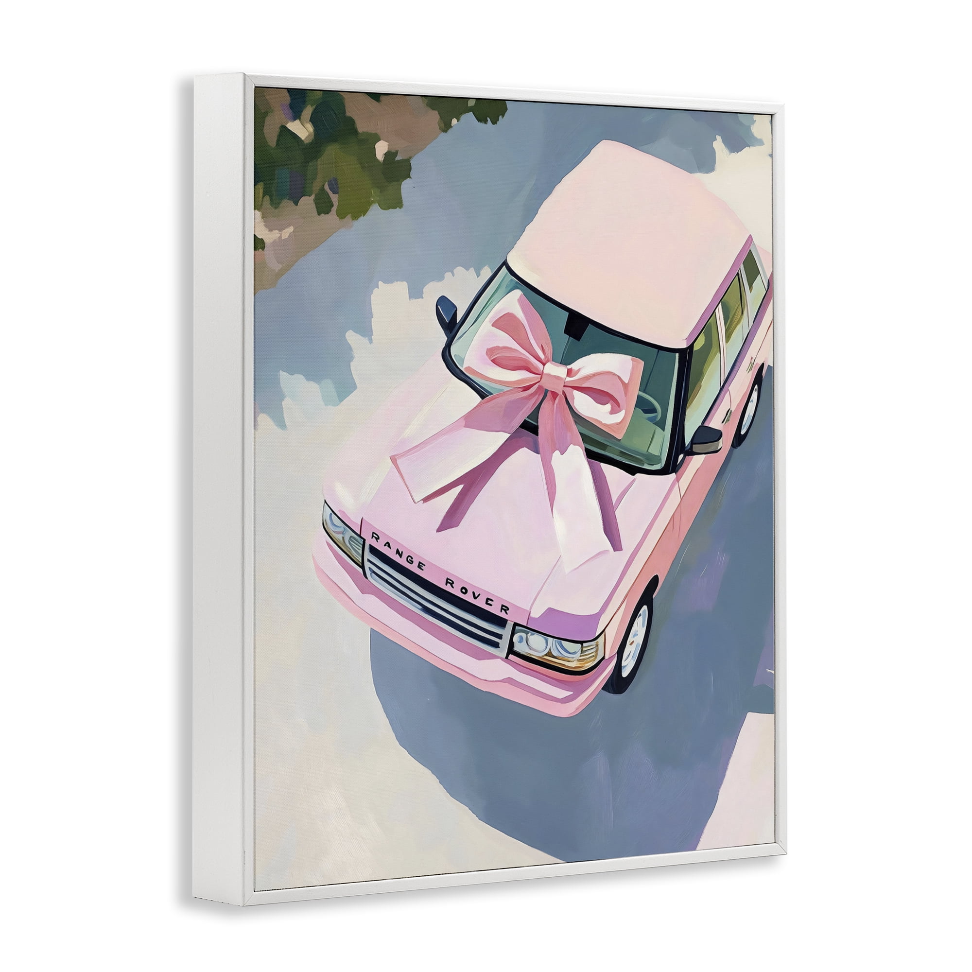 Stupell Industries Pink Luxury Rover with Ribbon White Framed Giclee Art, design by The Prints Vibe
