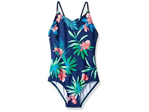 Photo 1 of Kanu Surf Big Girls' Chloe Beach Sport 1-Piece Swimsuit, Leonie Floral Navy, 14